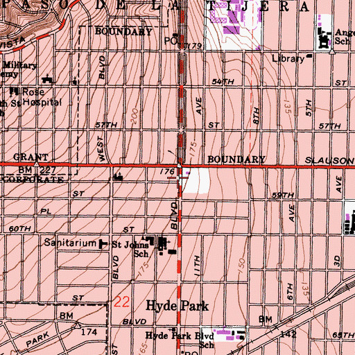 Topographic Map of Saint Marys Academy (historical), CA