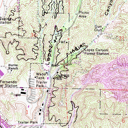 Topographic Map of San Fernando Guard Station (historical), CA