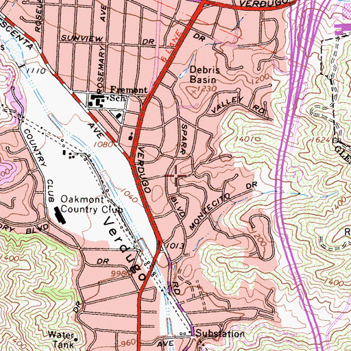 Topographic Map of Sparr Heights, CA