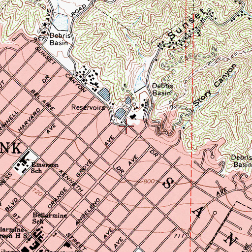 Topographic Map of Sunset Canyon Country Club (historical), CA