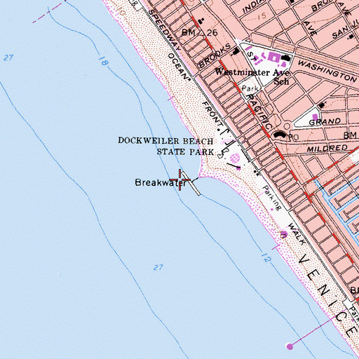 Topographic Map of Venice Pier, CA