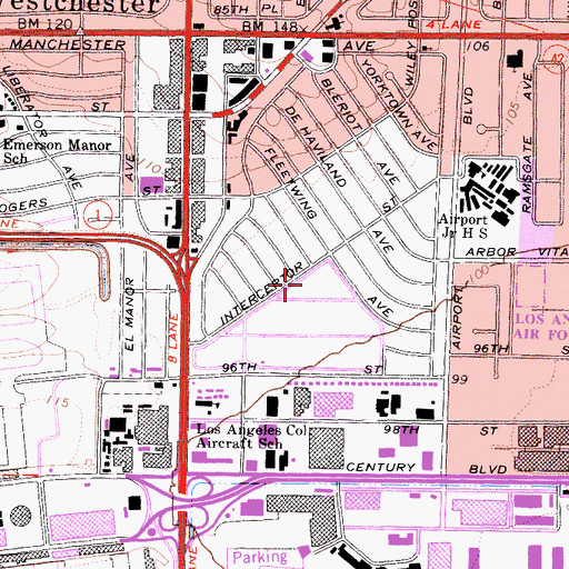 Topographic Map of Westchester School (historical), CA