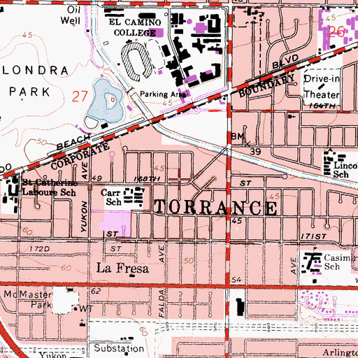 Topographic Map of Bridgedale, CA