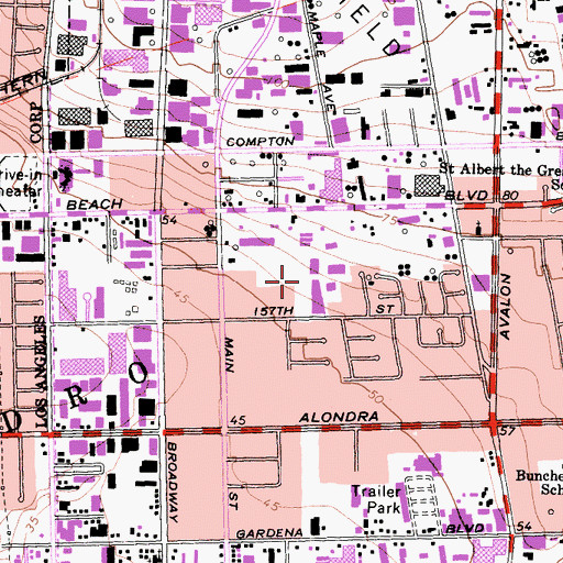 Topographic Map of Gardena Japanese School (historical), CA