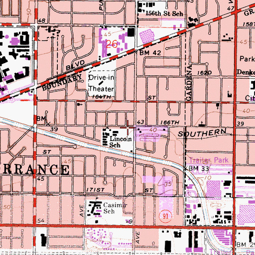 Topographic Map of Moneta, CA