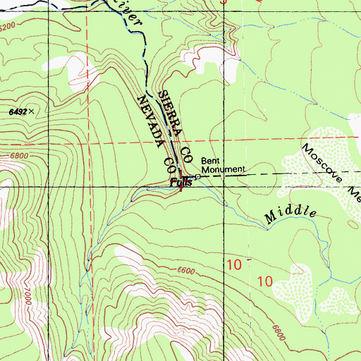 Topographic Map of Bent Monument, CA