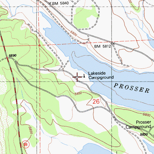 Topographic Map of Lakeside Campground, CA