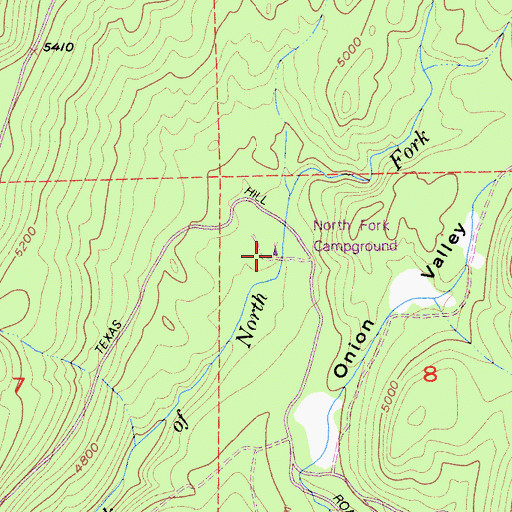 Topographic Map of North Fork Campground, CA