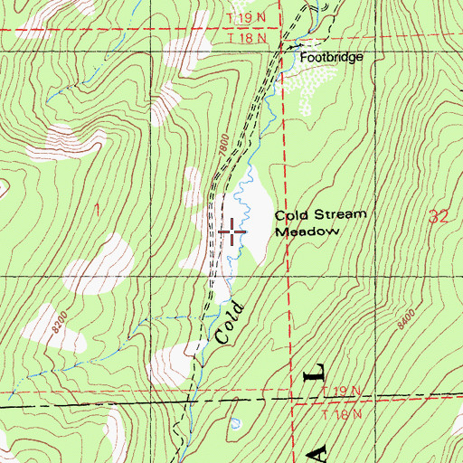 Topographic Map of Cold Stream Meadow, CA