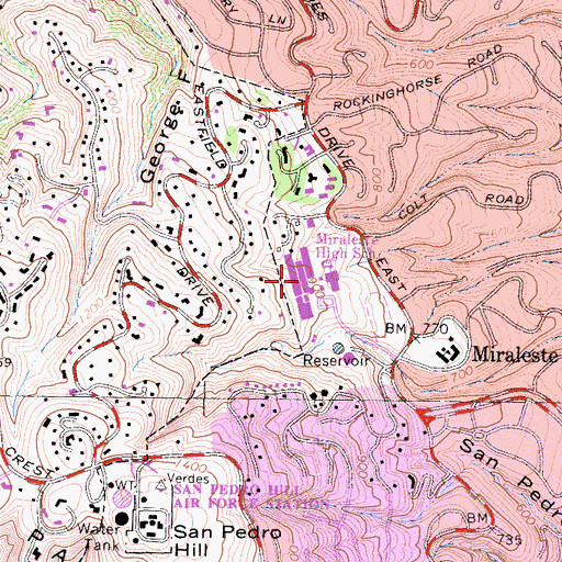 Topographic Map of Miraleste High School, CA