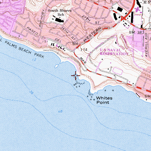 Topographic Map of Whites Point Hot Springs (historical), CA