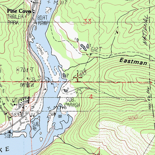 Topographic Map of Eastman Mine, CA