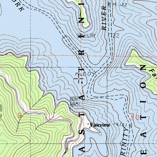 Topographic Map of Fairview Dredge Mine, CA