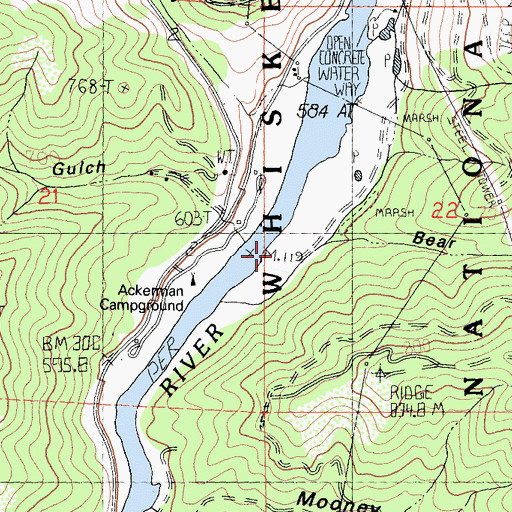 Topographic Map of Lewiston Dredge Mine, CA