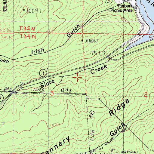 Topographic Map of Slate Creek Mine, CA
