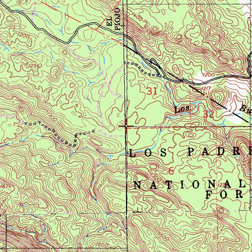 Topographic Map of Dutton Cabin (historical), CA