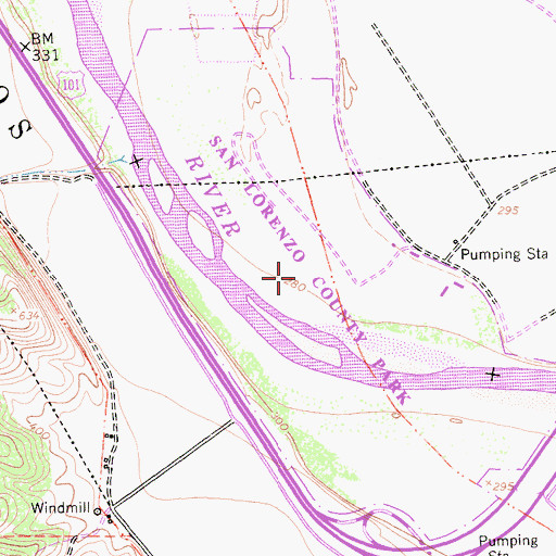 Topographic Map of San Lorenzo County Park, CA