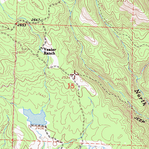 Topographic Map of Carnation Mine, CA