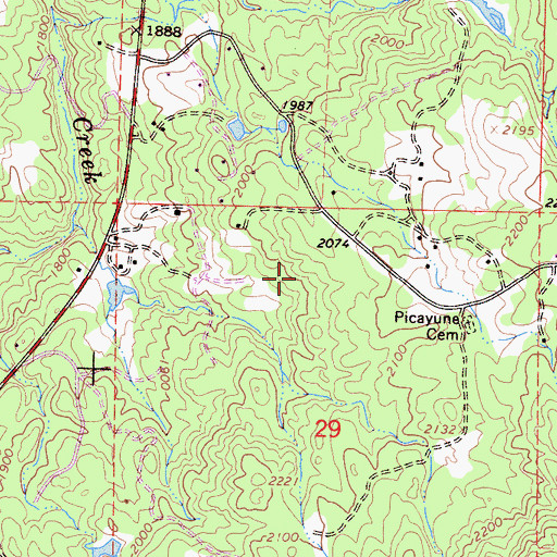 Topographic Map of Picayune Rancheria, CA