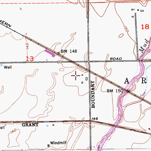 Topographic Map of Bell Ranch, CA