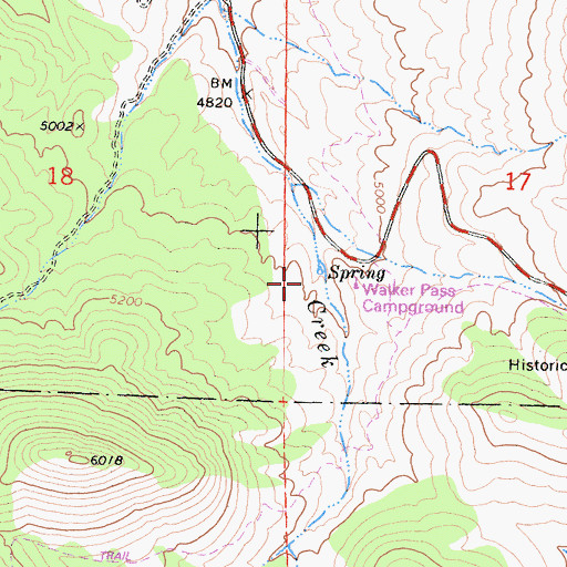 Topographic Map of Walker Pass Campground, CA
