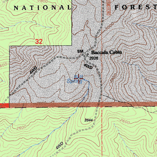 Topographic Map of Bell Cabin (historical), CA