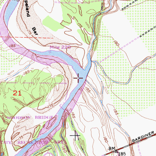 Topographic Map of Captain Jones Rapids, CA