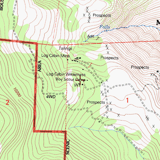 Topographic Map of Log Cabin Wilderness Boy Scout Camp, CA