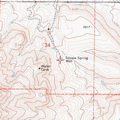 Topographic Map of Squaw Spring, CA