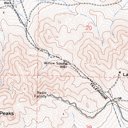 Topographic Map of Willow Spring, CA
