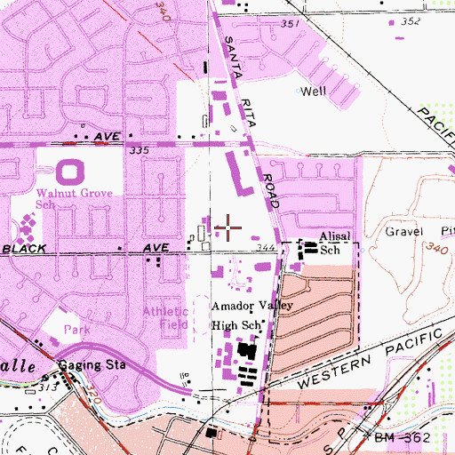 Topographic Map of Amador Valley Park, CA