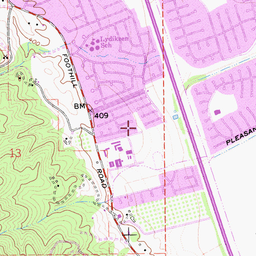 Topographic Map of Oakhill Park, CA