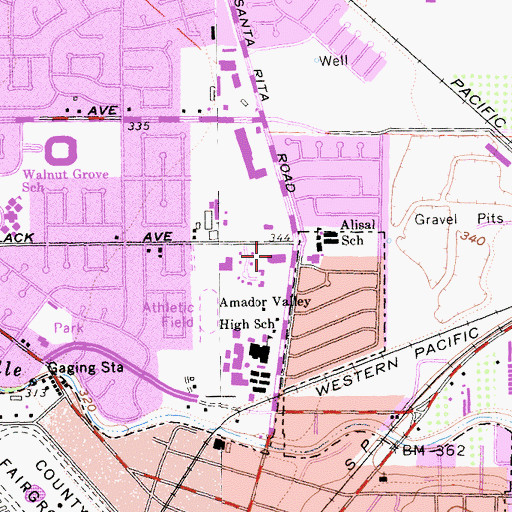 Topographic Map of Pleasanton Post Office, CA