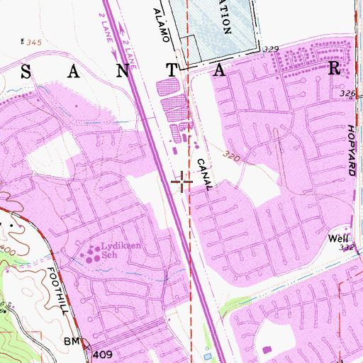 Topographic Map of Val Vista Park, CA