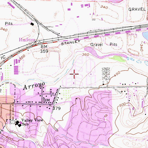 Topographic Map of Vineyard Mobile Villa, CA
