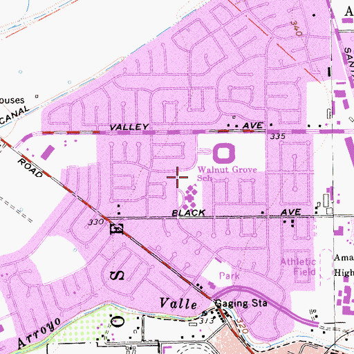 Topographic Map of Walnut Grove Park, CA