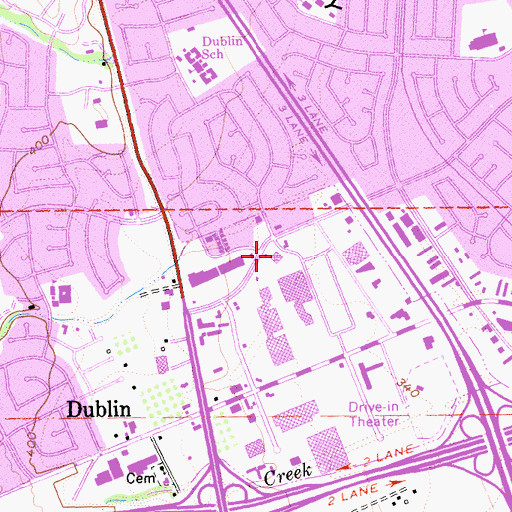 Topographic Map of Dublin Library, CA