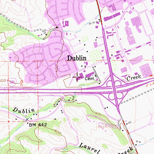 Topographic Map of Dublin Square Shopping Center, CA