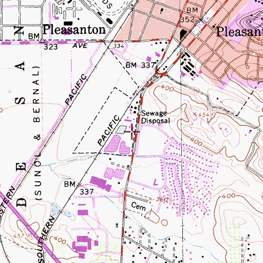 Topographic Map of Oak Hills Shopping Center, CA