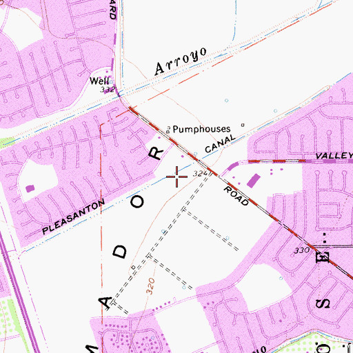 Topographic Map of Pleasanton Tennis and Community Park, CA