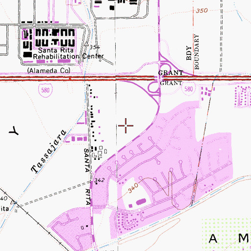 Topographic Map of Rose Pavilion Shopping Center, CA