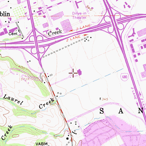 Topographic Map of Stoneridge Mall Shopping Center, CA