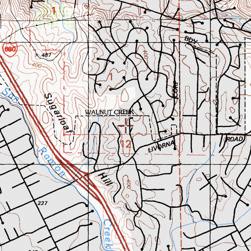 Topographic Map of Alamo Elementary School, CA