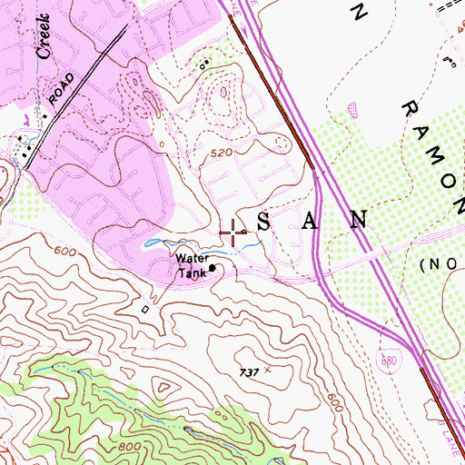 Topographic Map of Bollinger Canyon Elementary School, CA