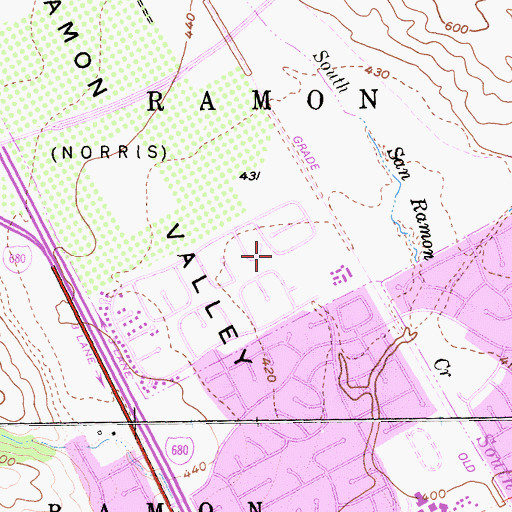 Topographic Map of San Ramon Library, CA