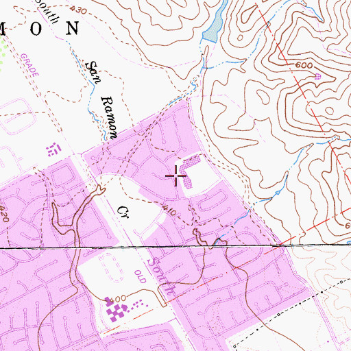 Topographic Map of San Ramon Village Shopping Center, CA