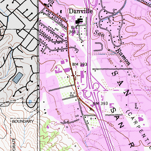 Topographic Map of Sycamore Square Shopping Center, CA