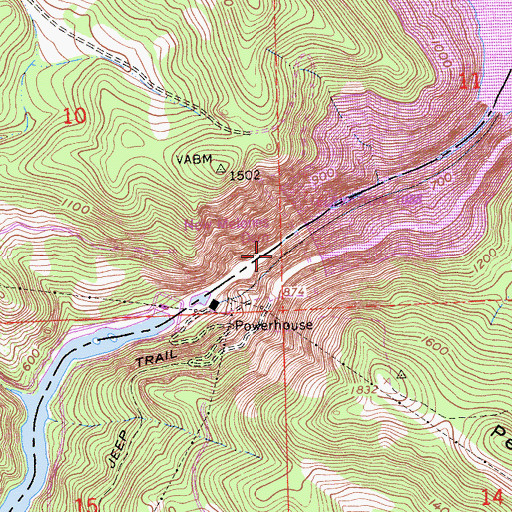Topographic Map of New Melones Dam, CA