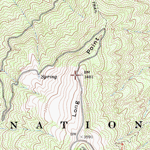 Topographic Map of Long Point Lookout, CA