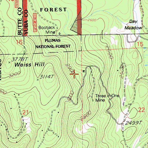 Topographic Map of Bootjack Mine, CA